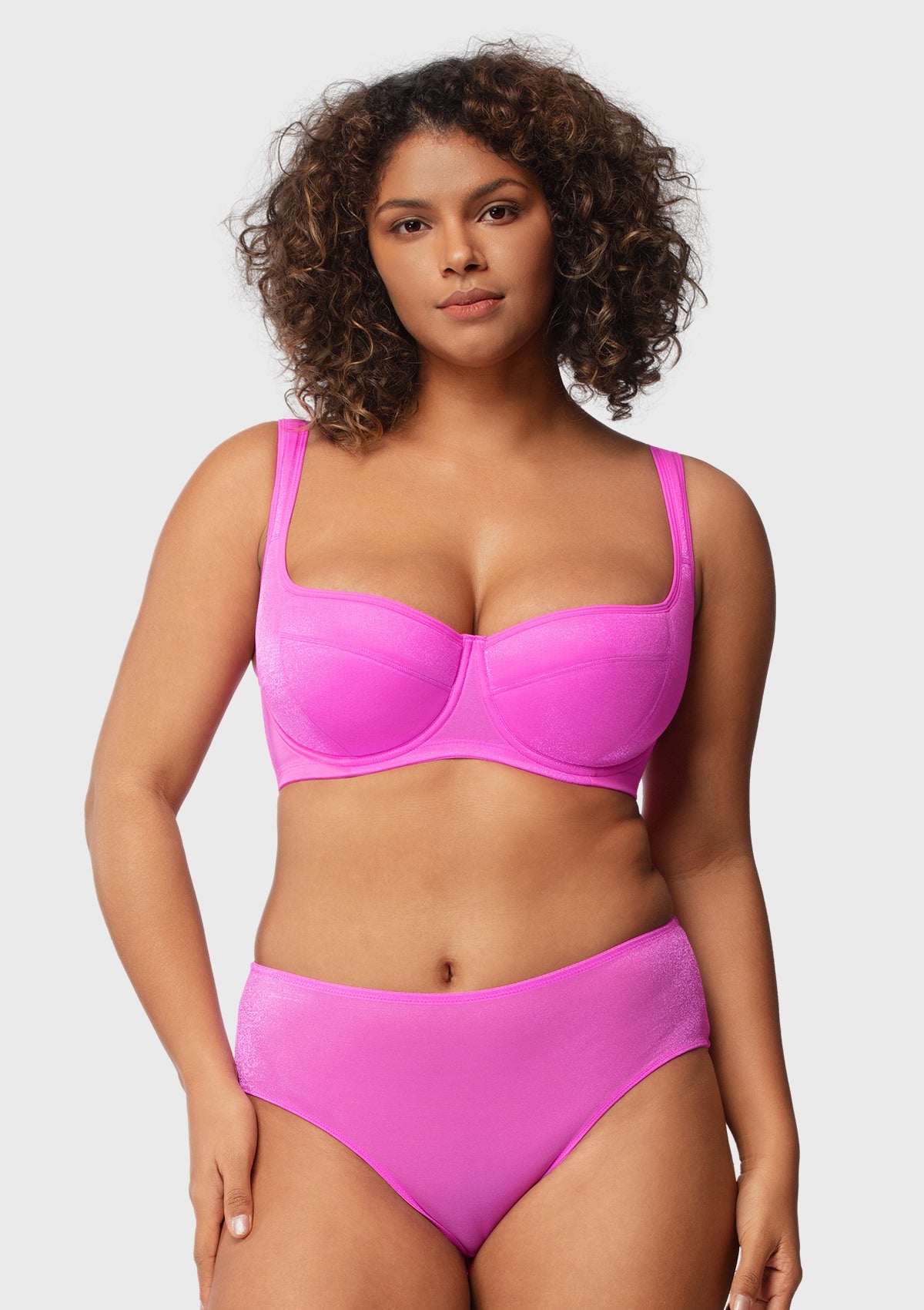 Starry Night Lightly Lined Lightly Padded Plus Size Pink Balconette Bra - HSIA