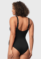 V-Neck Chain Trim One-Piece Swimwear - HSIA