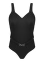 V-Neck Chain Trim One-Piece Swimwear - HSIA