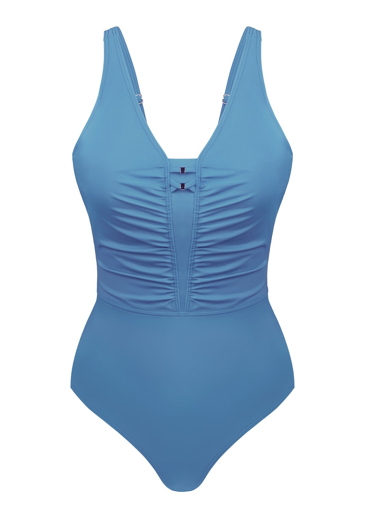 V-Neck Shirred One-Piece Swimwear – HSIA