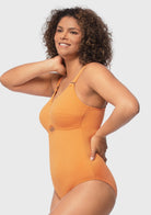 V-wire Plunge Textured One-piece Cutout Swimsuit - HSIA