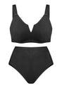 V-wire Plunge Textured Two-piece Bikini Set - HSIA