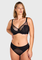 Winter Sonata Embroidered Lace Trim Full Coverage Unlined Underwire Bra - HSIA
