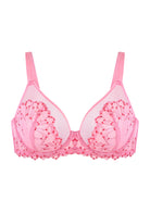 Winter Sonata Embroidered Lace Trim Full Coverage Unlined Underwire Bra - HSIA