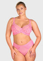 Winter Sonata Embroidered Lace Trim Full Coverage Unlined Underwire Bra - HSIA