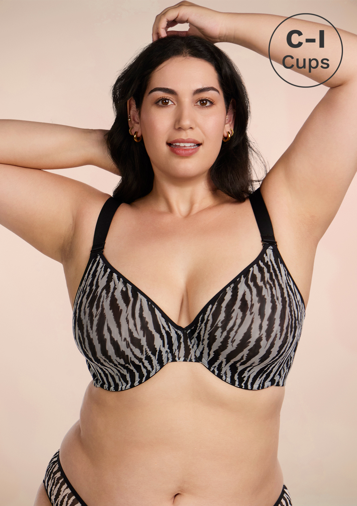 Zebra Wild Black Unlined Underwire Mesh Bra - HSIA