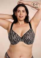 Zebra Wild Black Unlined Underwire Mesh Bra Set - HSIA