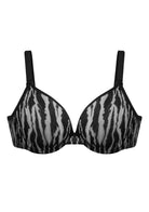 Zebra Wild Black Unlined Underwire Mesh Bra - HSIA
