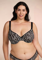 Zebra Wild Black Unlined Underwire Mesh Bra - HSIA
