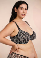 Zebra Wild Black Unlined Underwire Mesh Bra Set - HSIA