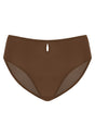 Coffee Brown Bella sheer mesh bikini underwear on model, front view, offering super soft sheer mesh comfort.