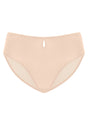 3D render of Warm Beige Bella sheer mesh bikini underwear, featuring a stretch scratch-less material.