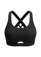 3D studio shot of the black Aura keyhole sports bra FYT0225 on a white background