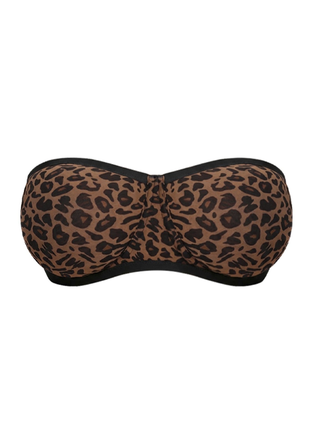 3D product shot of the HSIA black leopard unlined mesh strapless bra FBD0564