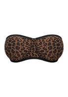 3D product shot of the HSIA black leopard unlined mesh strapless bra FBD0564