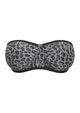 3D product shot of the HSIA black and white leopard unlined mesh strapless bra FBD0564