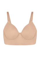 3D flat lay shot of the HSIA caramel seamless minimizer T-shirt bra FBD0574