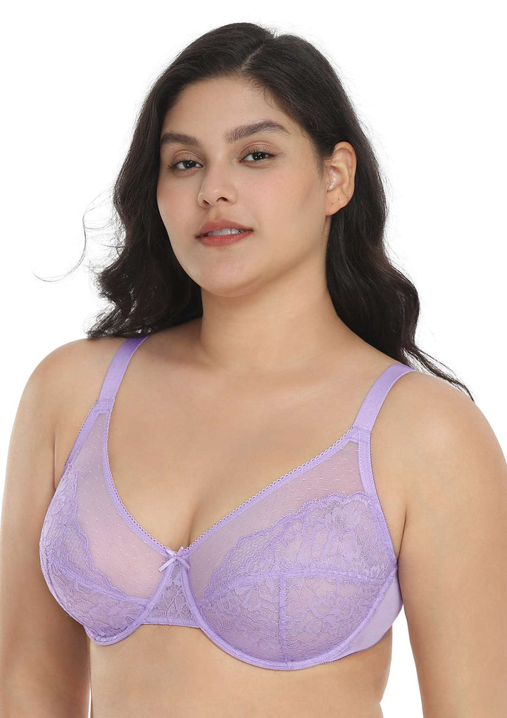 HSIA Enchante Unlined Lace Underwire Bra Purple / 34 / C
