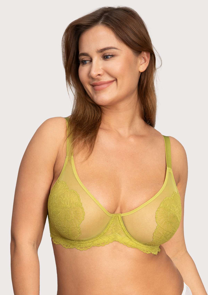 HSIA HSIA Blossom Green Unlined Lace Bra Lime Green / 34 / C