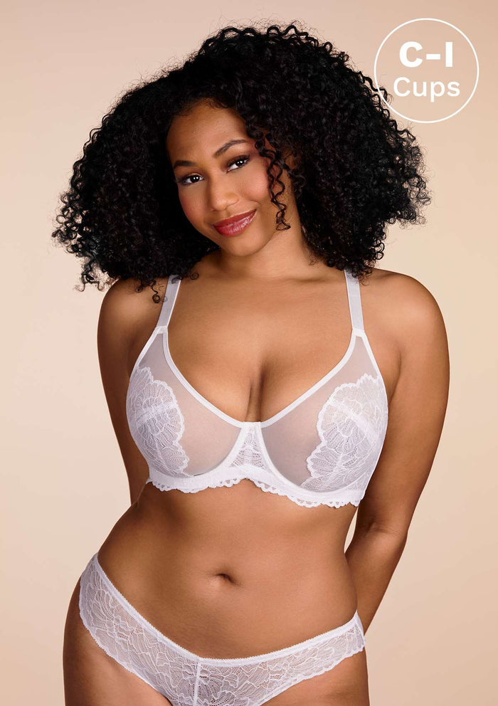 Blossom White Unlined Underwire Lace Bra - HSIA