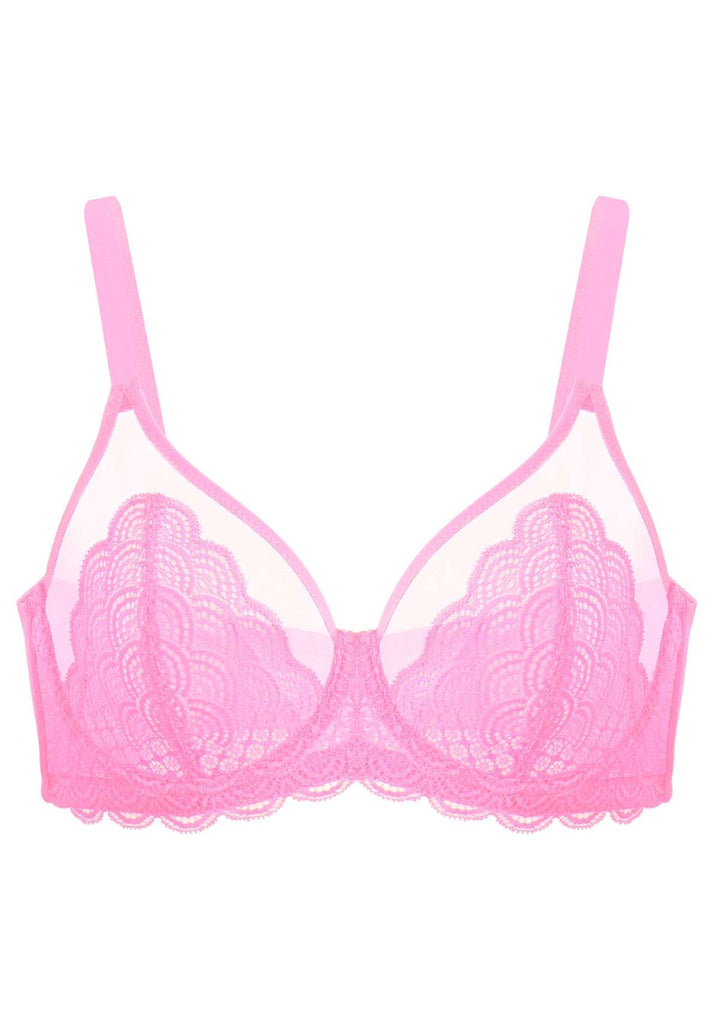 HSIA HSIA Scallop Lace Pink Unlined Bra Pink / 34 / C