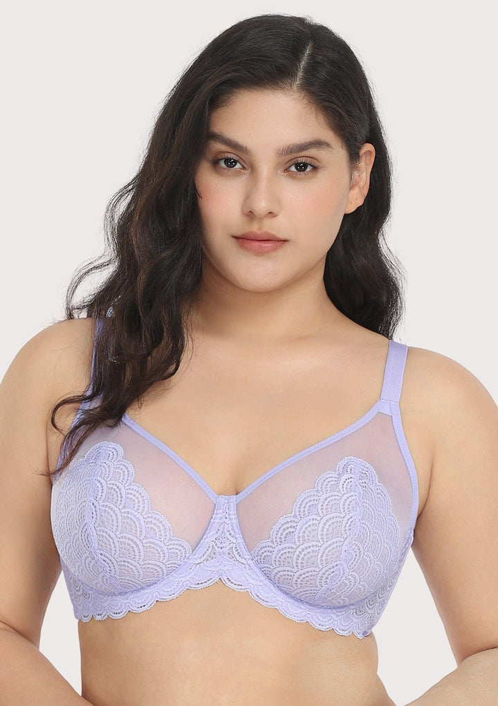 HSIA HSIA Scallop Lace Purple Unlined Bra Light Purple / 34 / C