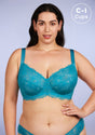 HSIA Horizon Blue Sunflower Underwire Lace Bra - HSIA