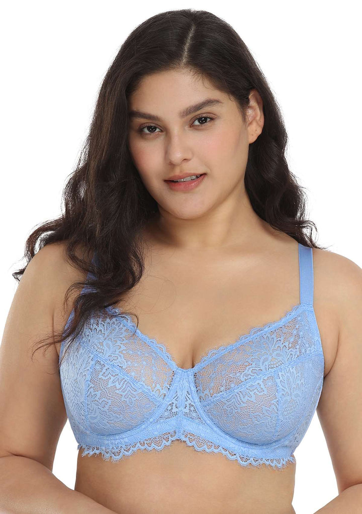 HSIA HSIA Horizen Blue Sunflower Underwire Lace Bra Sky Blue / 34 / C