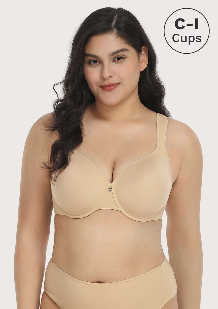 HSIA Patricia T-shirt Lightly Padded Underwire Minimizer Bra Beige / 34 / D