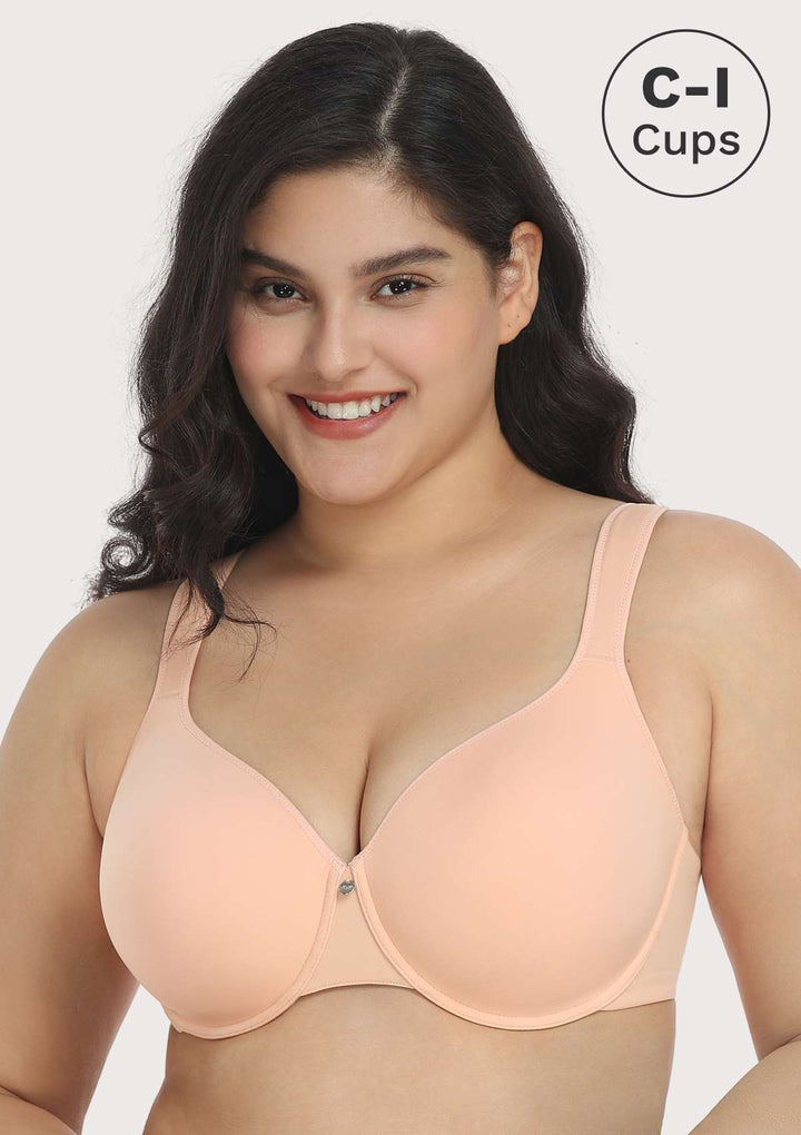 HSIA Patricia Smooth Classic Light Pink T-shirt Lightly Padded Bra Set Light Pink / 34 / D