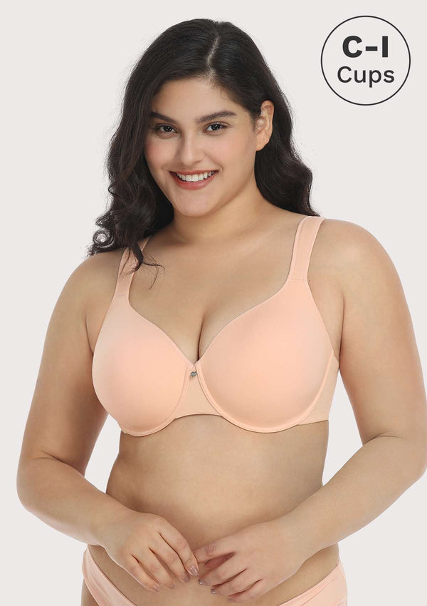 HSIA Patricia Smooth Classic T-shirt Lightly Padded Minimizer Bra Light Pink / 34 / D