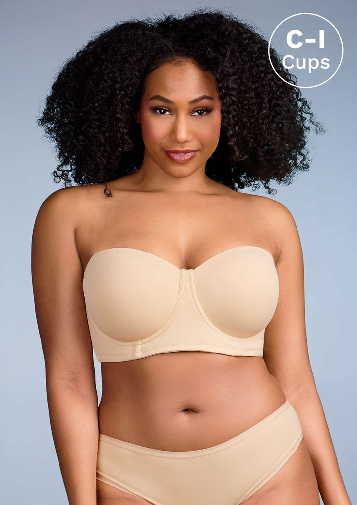 HSIA Margaret Seamless Molded Convertible Multiway Strapless Bra Beige / 34 / C