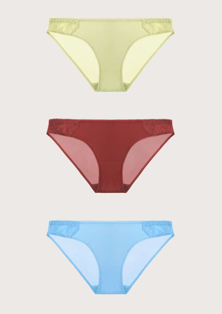 HSIA HSIA Soft Stretch Bikini Panties 3 Pack S / Light Green+Crimson+Light Blue