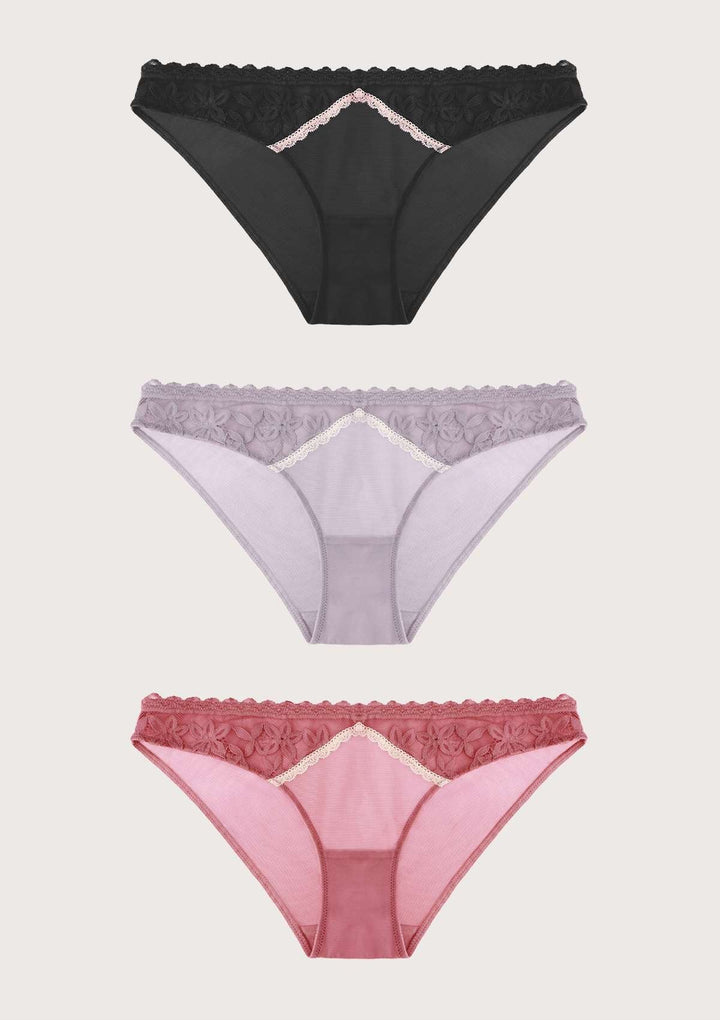 HSIA HSIA Contrast Color Bikini Panties 3 Pack S / Black+Purple+Pink