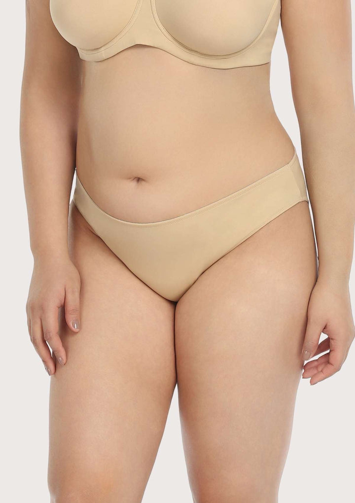 HSIA Patricia Smooth Classic Soft Beige Stretch Bikini Underwear M / Beige