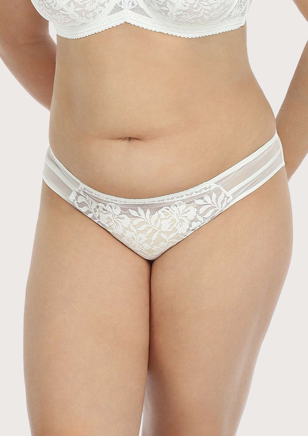 HSIA Gladioli White Floral Lace Bikini Underwear M / White