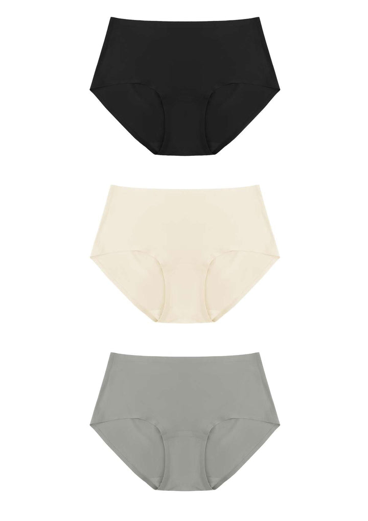 HSIA CoolFit Soft Stretch Full Brief Underwear Bundle 3 Packs/$15 / ①(S-L) / Black+Peach Beige+Gray