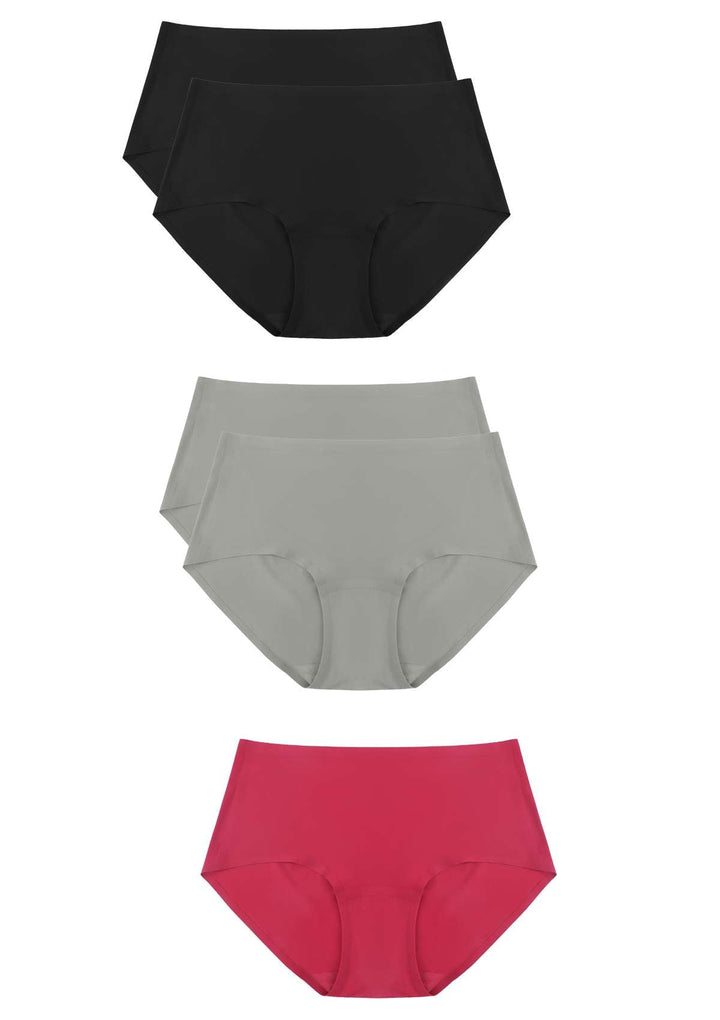 HSIA CoolFit Soft Stretch Full Brief Underwear Bundle 5 Packs/$20 / ①(S-L) / 2*Black+2*Gray+Red