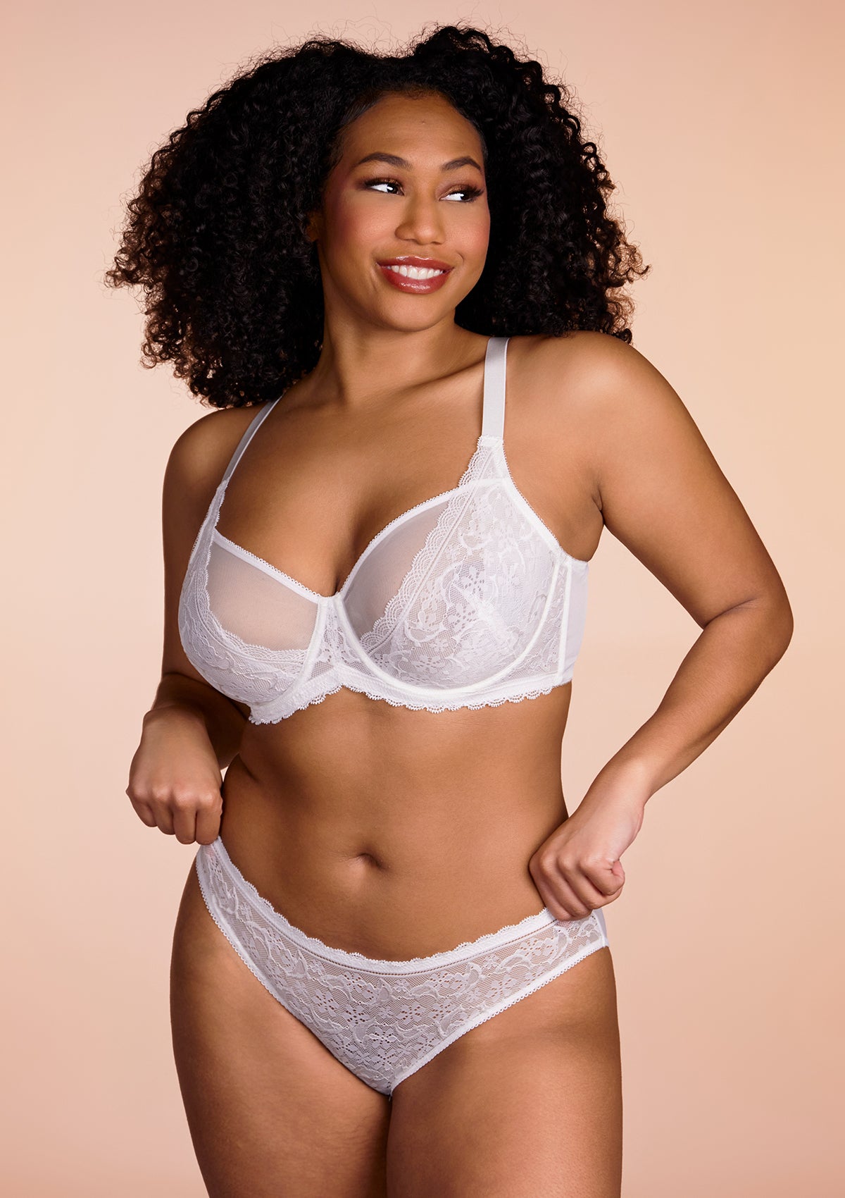 Anemone Unlined White Dolphin Lace Underwire Bra Set - HSIA