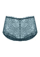 Detailed 3D shot of the HSIA balsam blue women's lace boyshort panty, designed for a comfortable everyday commute and extra security.