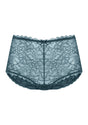 Detailed 3D shot of the HSIA balsam blue women's lace boyshort panty, designed for a comfortable everyday commute and extra security.