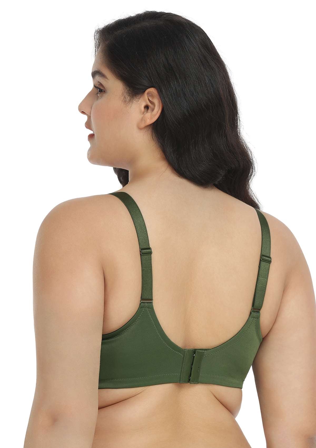 Billie Cross Front Strap Dark Green Smooth Sheer Mesh Underwire Bra - HSIA
