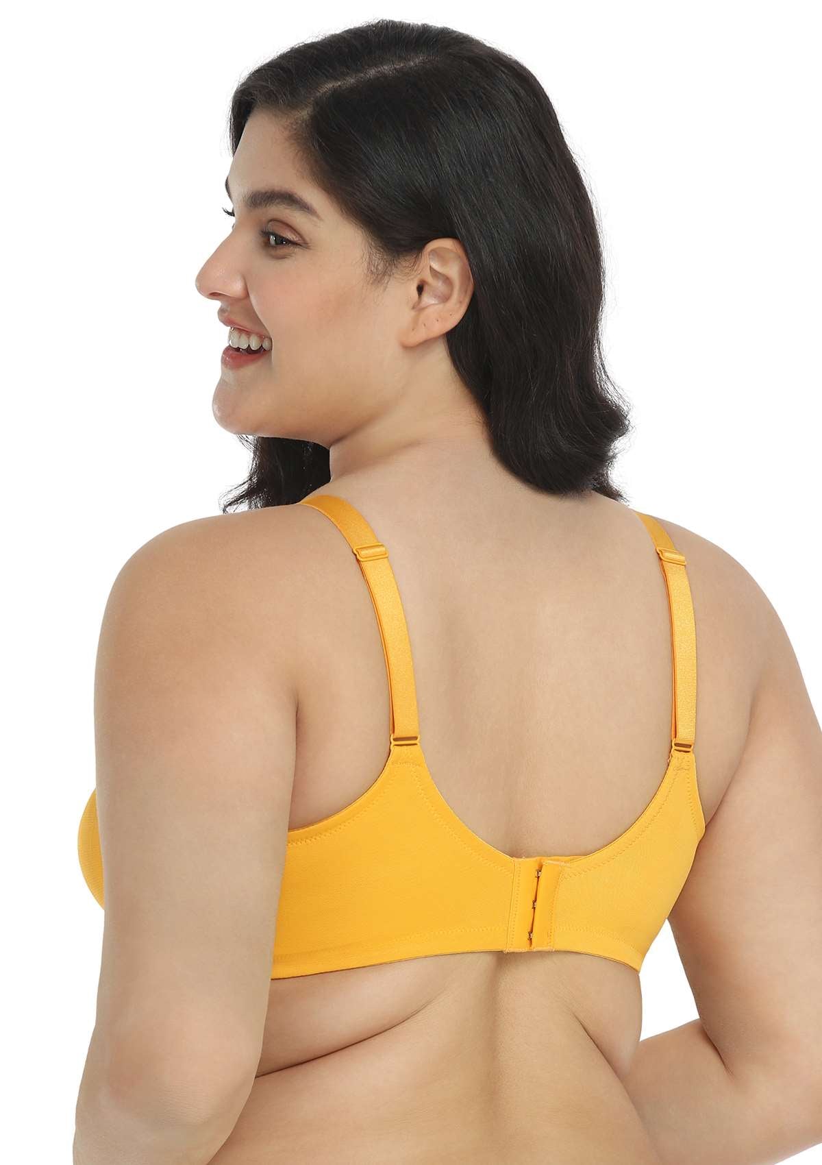 Billie Cross Front Strap Yellow Smooth Sheer Mesh Underwire Bra Set - HSIA