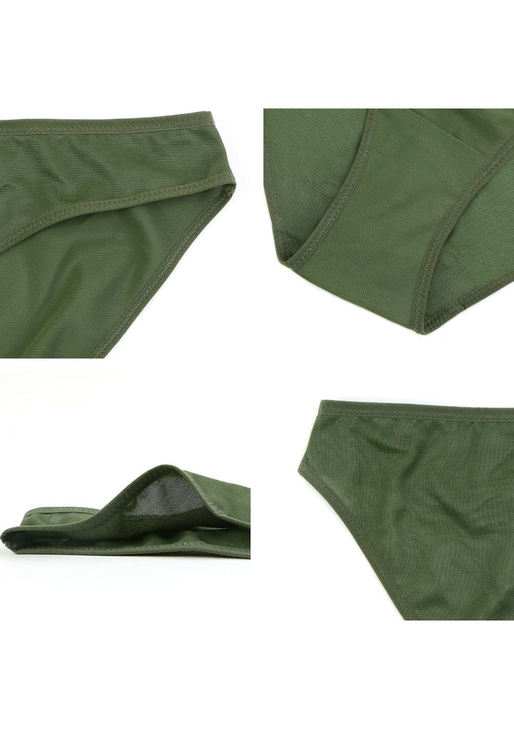 HSIA Billie Smooth Dark Green Sheer Mesh Bikini Underwear