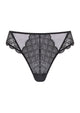 3D studio render of the HSIA black high waist lace thong panty, emphasizing the intricate mermaid scale lace and everyday stretch comfort.