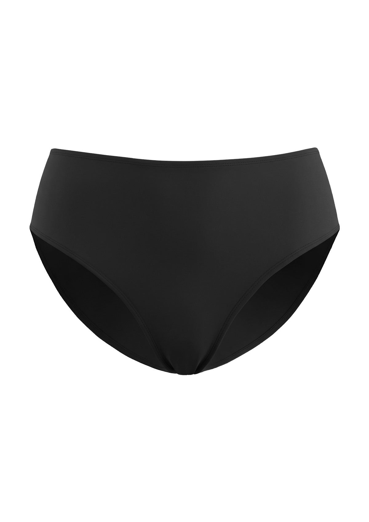 3D studio render of the HSIA black seamless no show panties, highlighting the smooth leg openings and hygienic 100% cotton gusset.