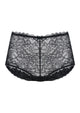 3D studio render of the HSIA black high waist lace boyshort panty, emphasizing the all-over feminine lace and breathable 100% cotton gusset.