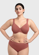 (Cardi B recommends)Joan Ultimate Soft Dark Beige T-shirt Unlined Minimizer Bra - HSIA