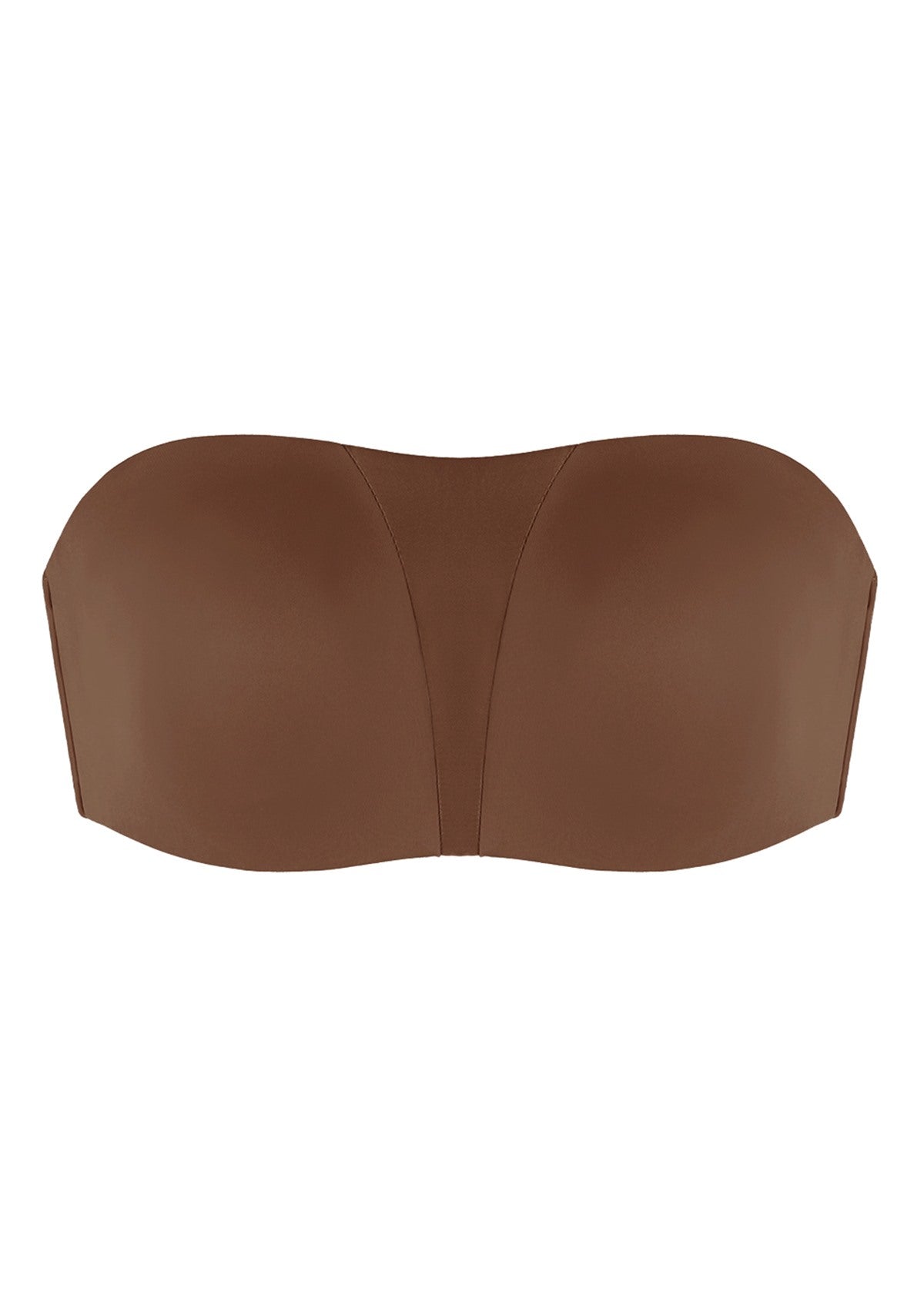 Fiery Unlined Seamless Comfort Underwire Plus Size Bandeau Strapless Coffee Bra - HSIA