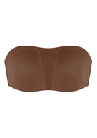 Fiery Unlined Seamless Comfort Underwire Plus Size Bandeau Strapless Coffee Bra - HSIA